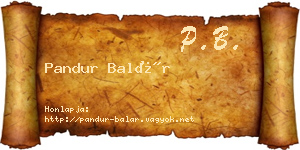 Pandur Balár névjegykártya